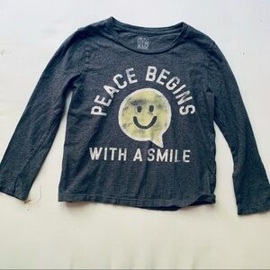Gymboree Kids Girls Gray Smiley Peace Longsleeve Shirt Sz S 5/6